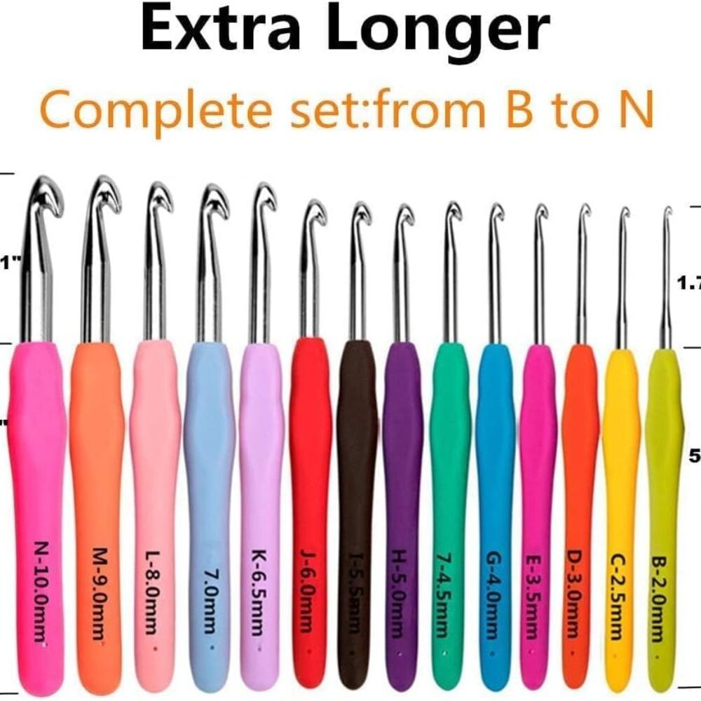New Crochet Hooks,14 Size Crochet Set 2mm(B)-10mm(N), Ergonomic Crochet Hooks Se - Picture 3 of 6